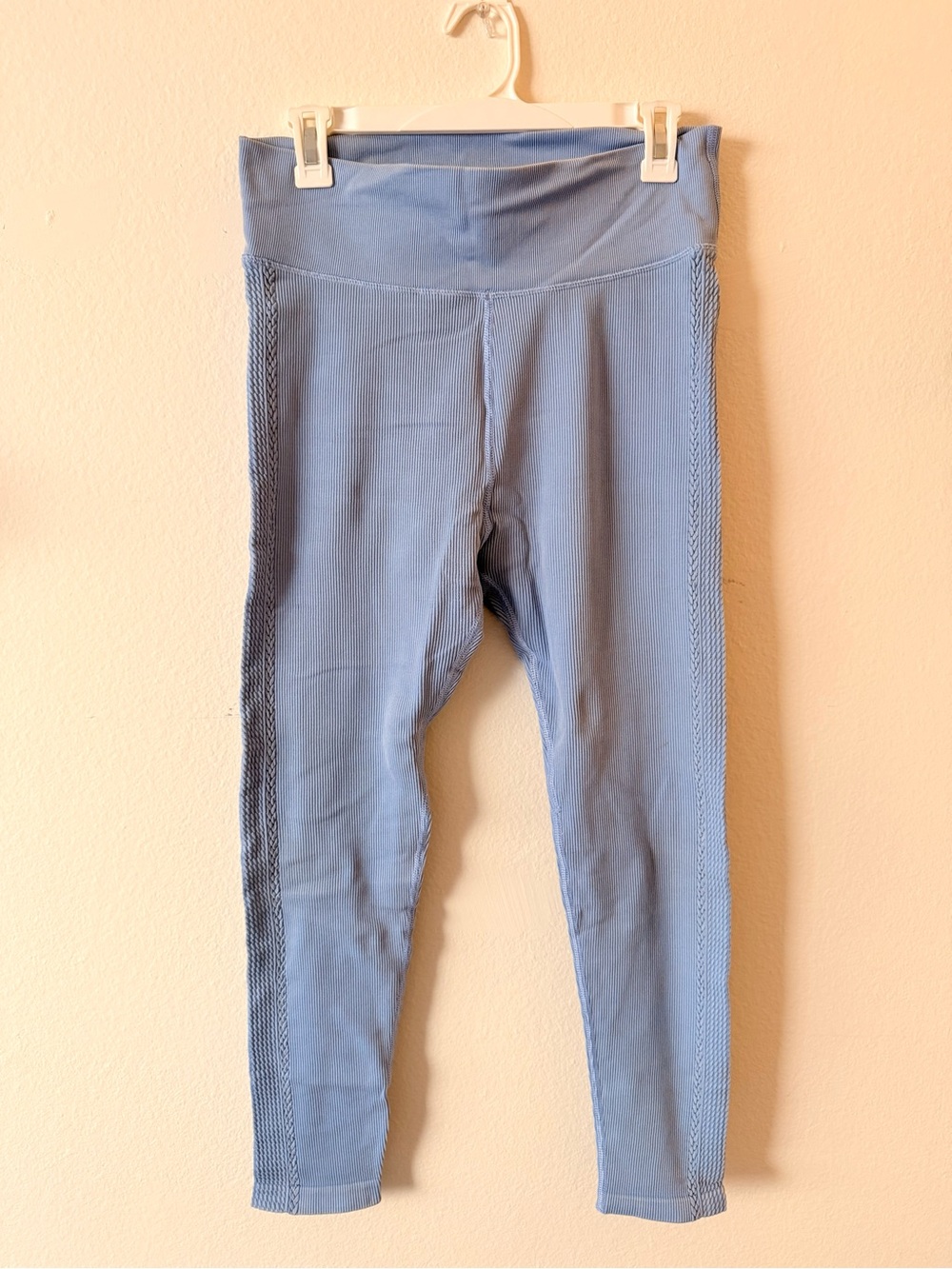 High-Waist Light Blue Seam-Detail Leggings for Women